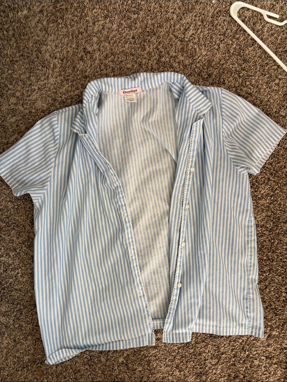 Blue & White Striped Short-Sleeve Pajama Top